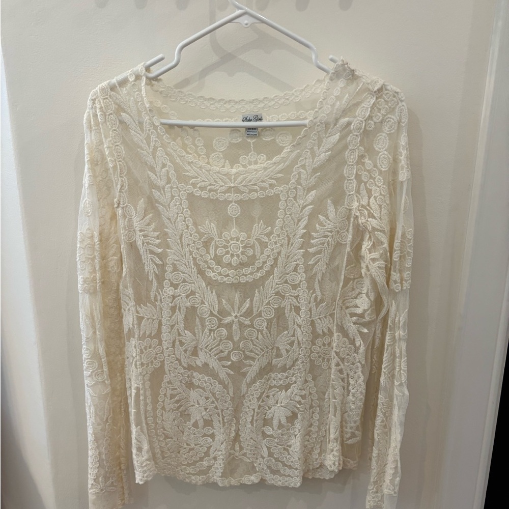Soho Girls Cream Lace Blouse with Long Sleeves